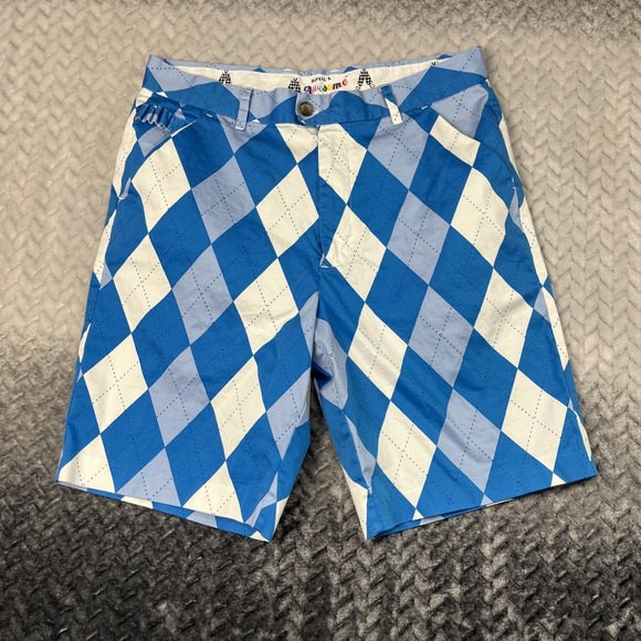 Royal Queen Other - Royal & Awesome Golf Shorts Mens Size 34 Blue Argyle Cotton Stretch Outdoor